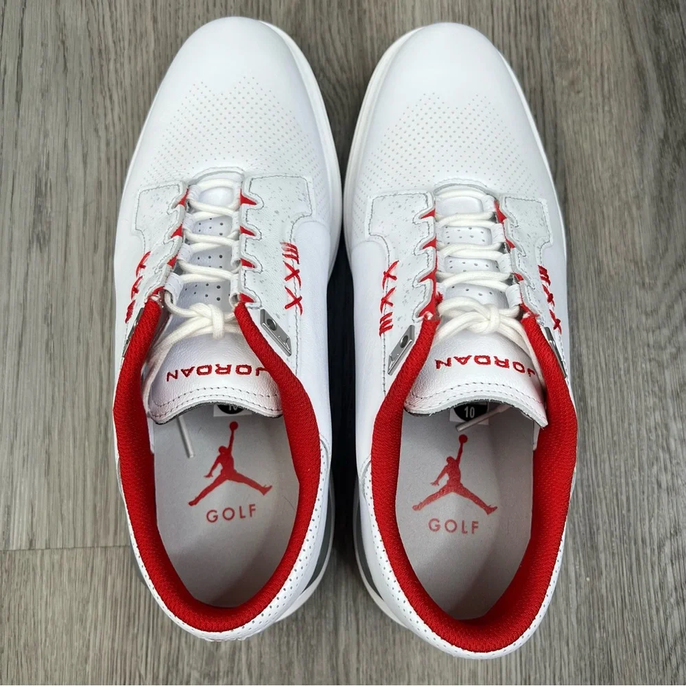 New Nike Air Jordan ADG 5 Mens Size 10 Golf‎ Shoes White Fire Red FQ7874-101